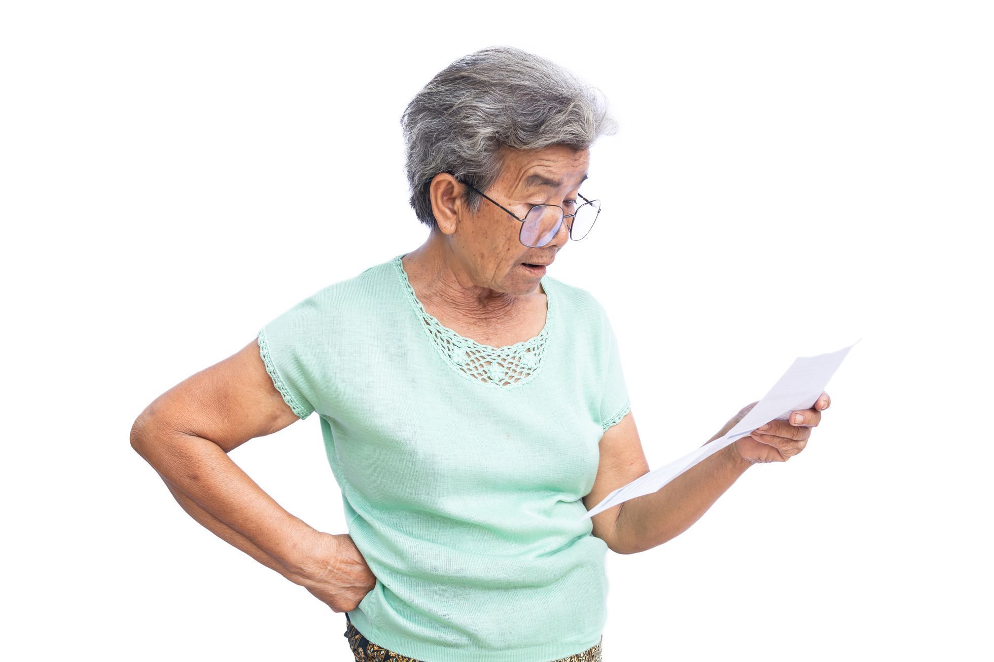stará žena překvapení dopis ilustrační