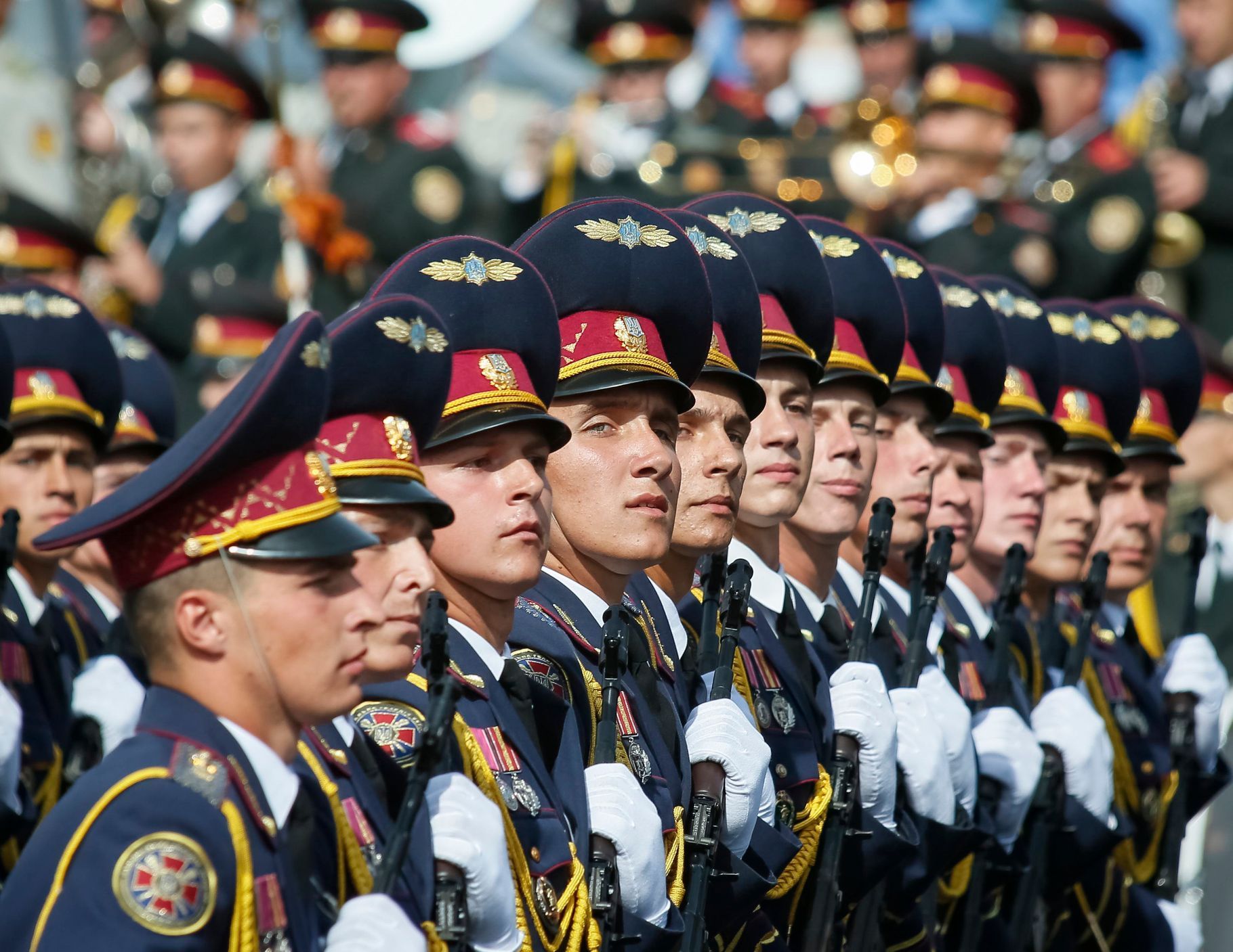 Ukrajina - vojenská přehlídka v Kyjevě během oslav nezávislosti