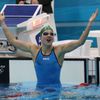 Litevská plavkyně Ruta Meilutyteová se raduje z vítězství na OH v Londýně 2012