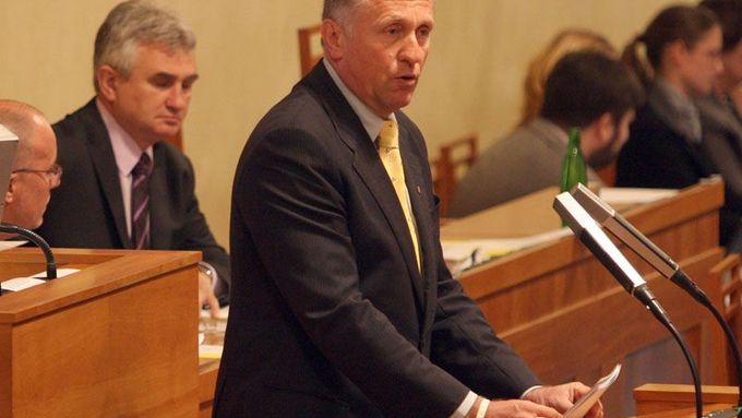 PM Topolánek addressing the senators