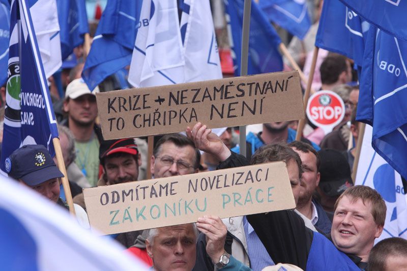 Demonstrace odborů v Praze