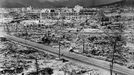 1945: Atomic bomb damage in Hiroshima.