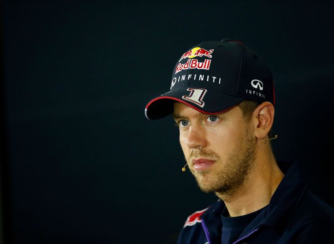 Red Bull Formula One driver Sebastian Vettel of Germany attends a news conference ahead of the Spanish F1 Grand Prix at the Barcelona-Catalunya Circuit in Montmelo May 8,