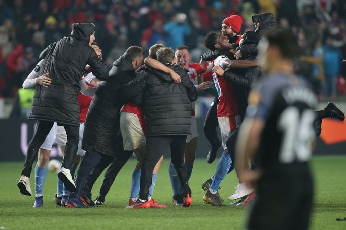 Slávisté slaví postup v odvetě osmifinále Evropské ligy Slavia Praha - FC Sevilla