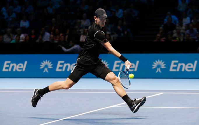 Tomáš Berdych v zápase s Wawrinkou (Turnaj mistrů 2013)