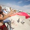Paulina Carey dances during the Burning Man 2014 &quot;Caravansary&quot; arts and music festival in the Black Rock Desert of Nevada