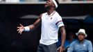 Tennis - Australian Open - Second Round - Melbourne Park, Melbourne, Australia, January 16, 2019. Frances Tiafoe of the U.S. reacts during the match against South Africa'