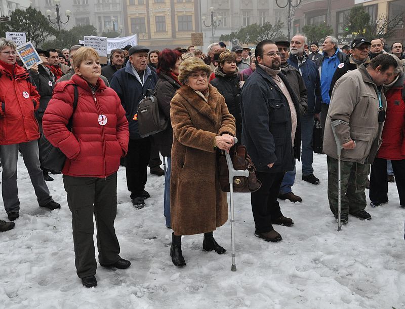 Protest státních zaměstnanců v Ostravě