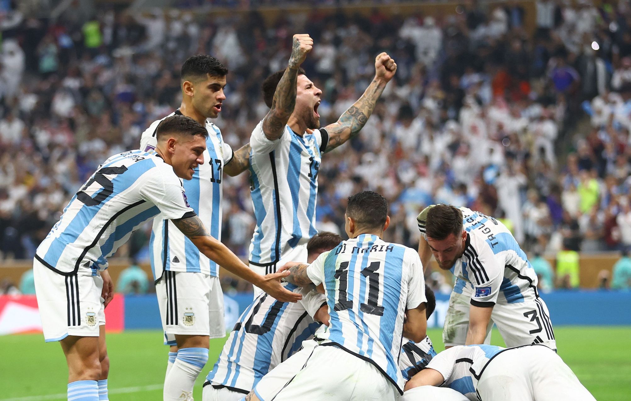 Finále MS ve fotbale 2022, Argentina - Francie: Argentinci slaví gól