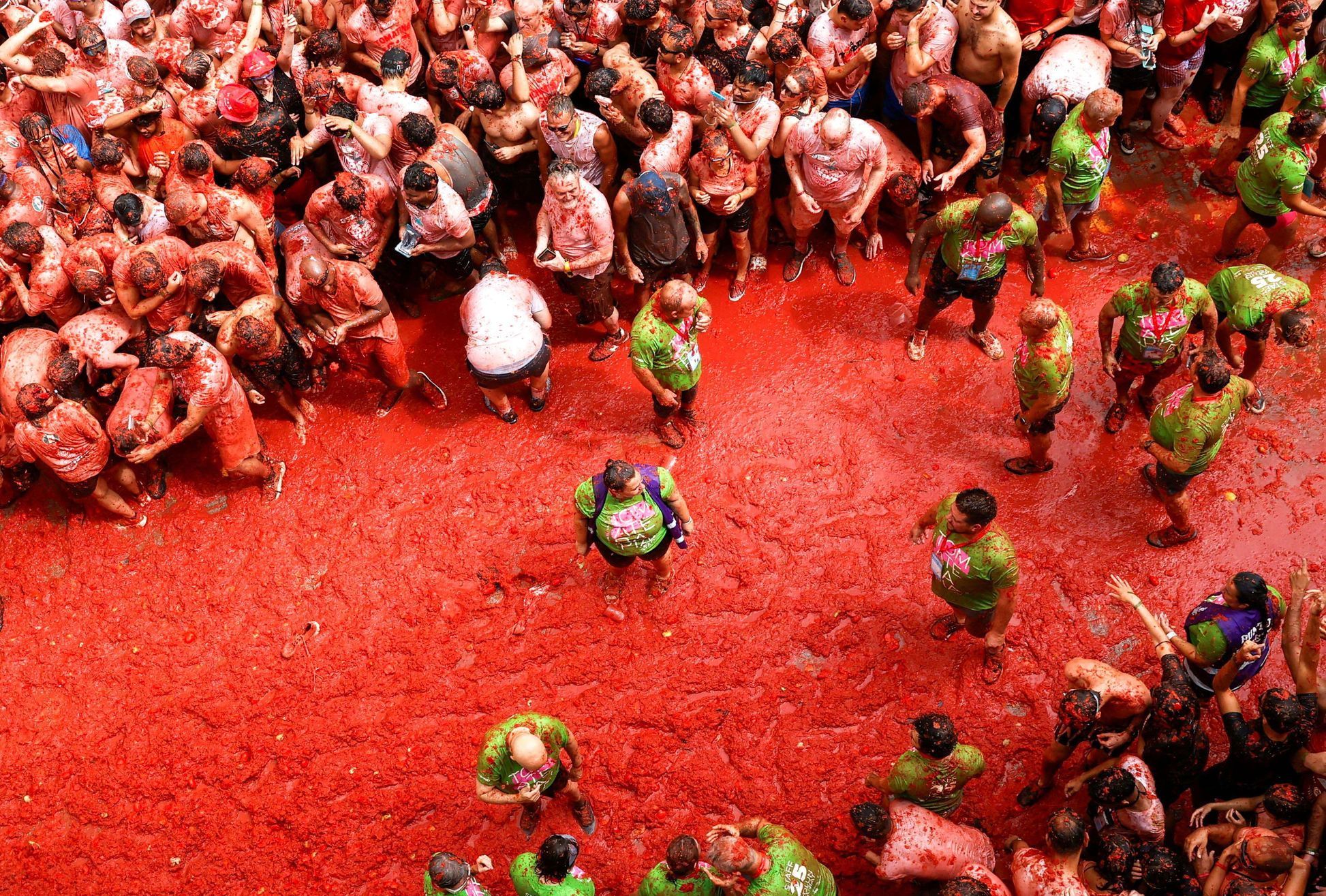 Španělsko, Tomatina, rajčata, bitva, kuriozita, rajče