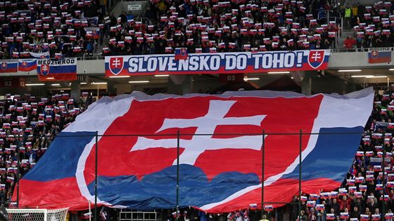 Fanoušci Slovenska při utkání s Walesem