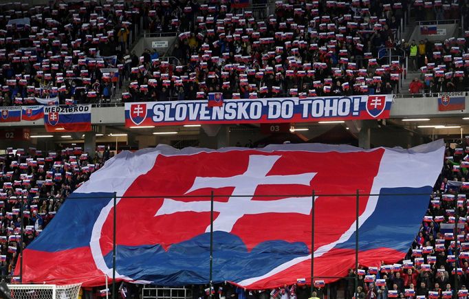 fotbal, kvalifikace ME 2020, Slovensko - Wales, fanoušci Slovenska