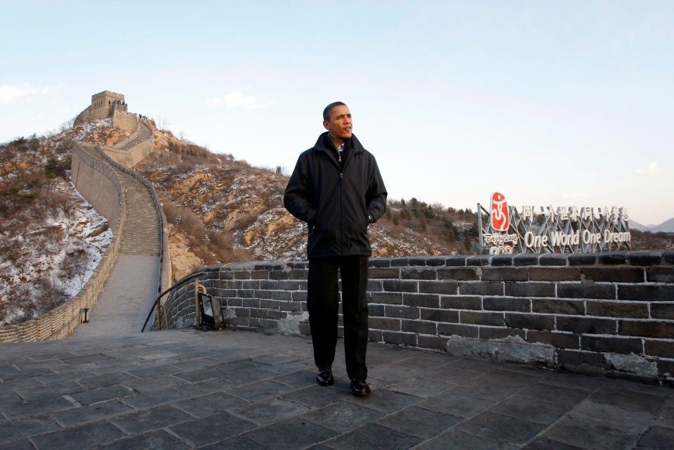 Barack Obama na Velké čínské zdi