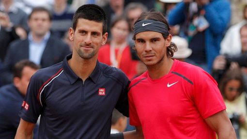 Srbský tenista Novak Djokovič a Španěl Rafael Nadal před finále French Open 2012.