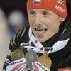 MS v biatlonu, masák M: Ondřej Moravec se svými medailemi