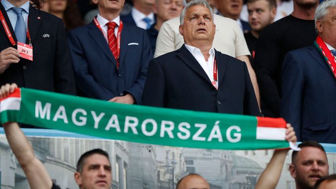 Viktor Orbán na fotbalovém zápase Maďarska