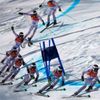 Bank of the Czech Republic clears a gate during the second run of the men's alpine skiing giant slalom event at the 2014 Sochi Winter Olympics