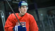 Čeští hokejisté při tréninku na MS 2025 v Herningu: Martin Nečas
