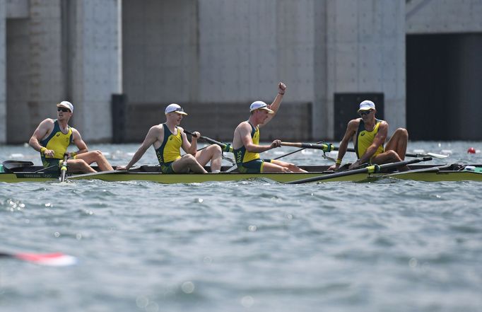 Australský čtyřskif Alexander Purnell, Spencer Turrin, Jack Hargreaves a Alex Hill zvládl napínavé finále a dojel si pro zlaté medaile.