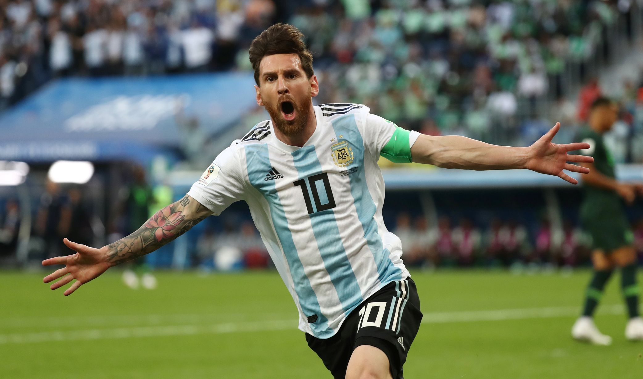 MS ve fotbale 2018: Messi slaví gól proti Nigérii