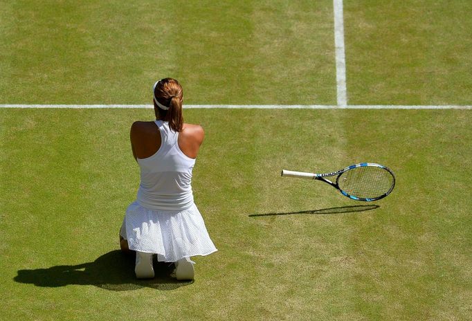 Garbine Muguruzaová se raduje z postupu do finále Wimbledonu 2015