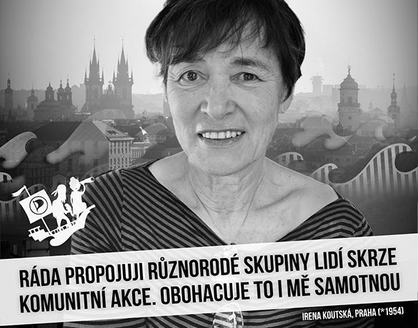 Pirátská ambasadorka Irena Koutská na propagačních materiálech strany
