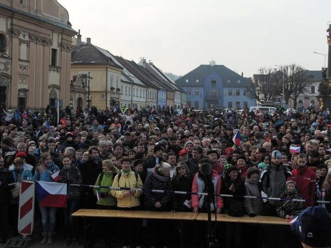 Ondřeje Moravce vítal plný Václavák, respektive Václavské náměstí v Letohradě.