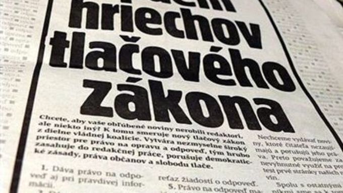 Slovenské deníky proti zákonu protestovaly už v březnu
