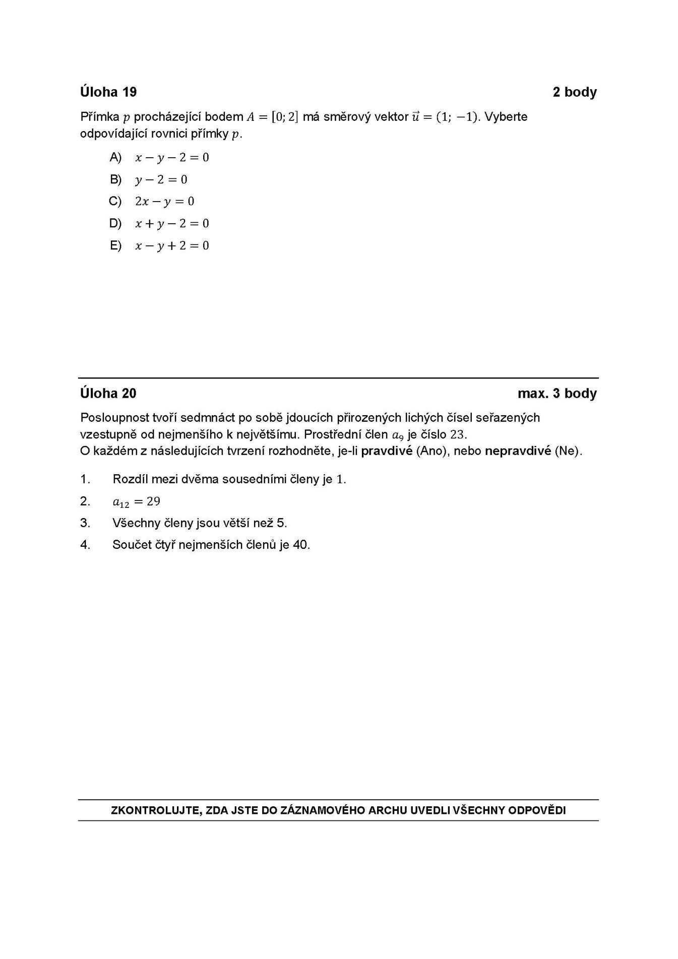 Matematika - státní maturita - základní 12