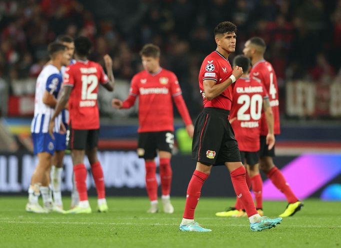 Soccer Football - Champions League - Group B - Bayer Leverkusen v FC Porto - BayArena, Leverkusen, Germany - October 12, 2022 Bayer Leverkusen's Piero Hincapie looks deje