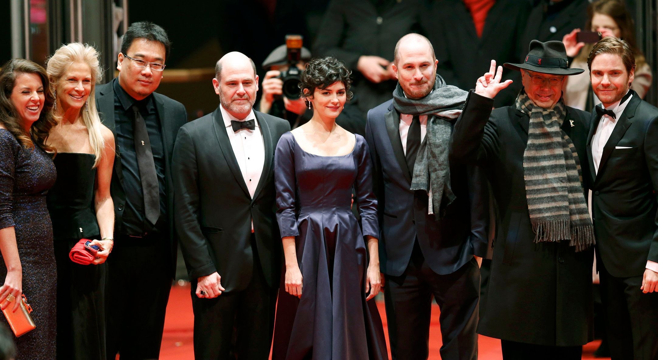 Members of the international jury and Berlinale Director Kosslick arrive for screening during opening gala of 65th Berlinale International Film Festival in Berlin