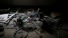 Broken fans lie on the ground at the abandoned Alps Ski Resort