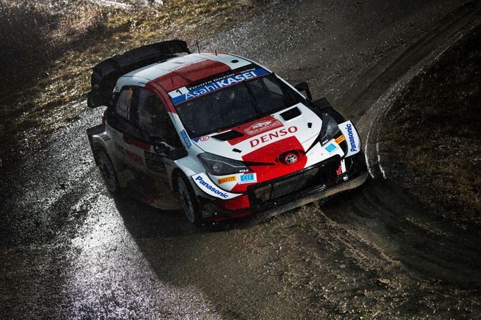 Sébastien Ogier (Toyota) na trati Rallye Monte Carlo 2021