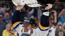 7. finále NHL 2018/19, Boston - St. Louis: Vladimir Tarasenko oslavuje zisk Stanley Cupu.