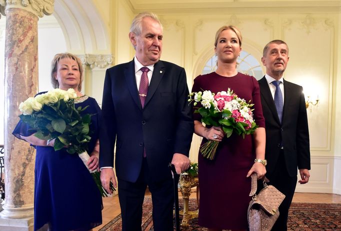 Ivana Zemanová, Miloš Zeman, Monika Babišová a Andrej Babiš.