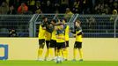 Jadon Sancho slaví gól v zápase LM Borussia Dortmund - Slavia