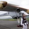 Solar Impulse project CEO and pilot Andre Borschberg looks at the sky before take off at Payerne airport May 24, 2012. The Solar Impulse HB-SIA prototype aircraft, which has 12,000 solar cells built into its 64.3 metres (193 feet) wings, attempted its first intercontinental flight from Payerne to Rabat in Morocco with a few days for a technical stop and a change of pilot in Madrid. This flight will act as a final rehearsal for the 2014 round-the-world flight. REUTERS/Denis Balibouse (SWITZERLAND - Tags: TRANSPORT SCIENCE TECHNOLOGY SOCIETY BUSINESS) Published: Kvě. 24, 2012, 7:39 dop.