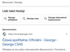 Příklad podvodných odkazů přes vyhledávač Google na internetové bankovnictví George od České spořitelny.