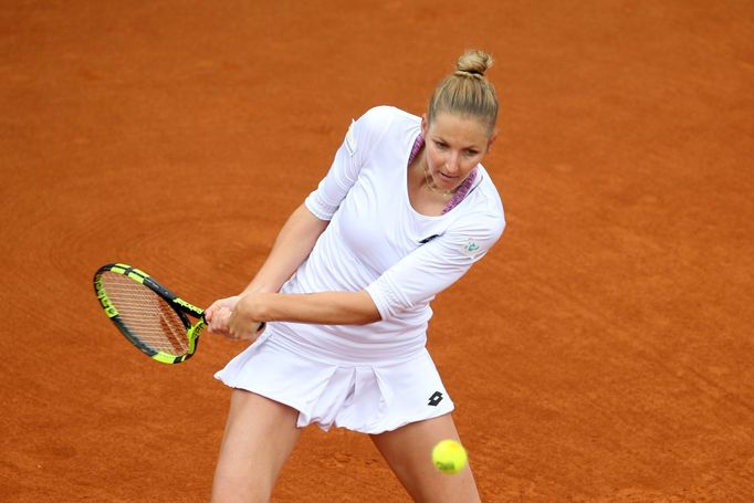 Kristýna Plíšková ve finále turnaje J&T Banka Prague Open 2017.