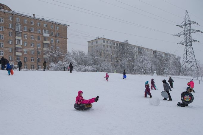 Moskva, sníh.