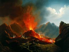 Takto chrlil lávu Vesuv v roce 1872. Výjev zachytil rakouský malíř Herbert Settler.