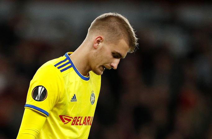 Soccer Football - Europa League - Round of 32 Second Leg - Arsenal v BATE Borisov - Emirates Stadium, London, Britain - February 21, 2019  BATE Borisov's Zakhar Volkov lo