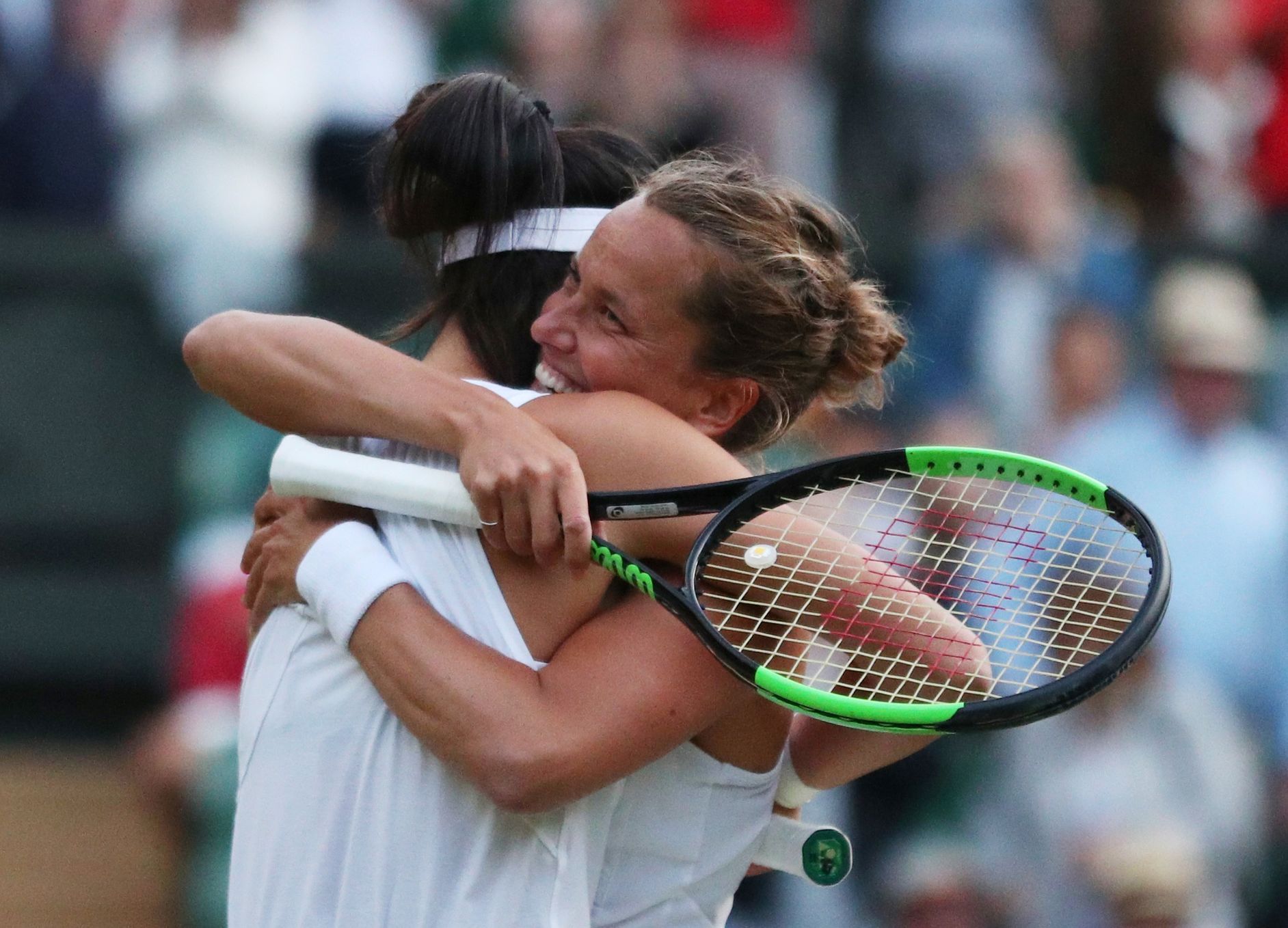 Barbora Strýcová a Sie Šu-wej na Wimbledonu 2019