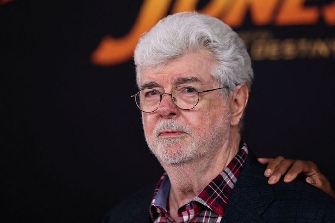 George Lucas na loňské premiéře filmu Indiana Jones a nástroj osudu.