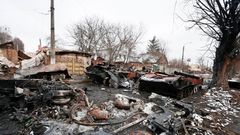 Foto / Buča / Zničené tanky / Ukrajina / 1. 3. 2022