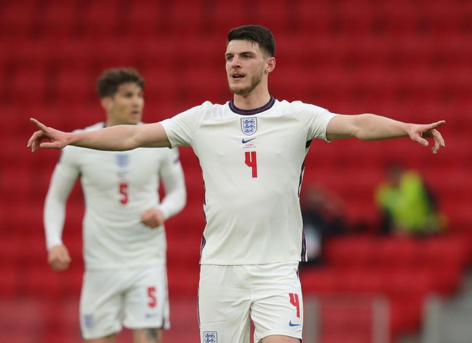 Soccer Football - World Cup Qualifiers Europe - Group I - Albania v England - Arena Kombetare, Tirana, Albania - March 28, 2021 England's Declan Rice reacts REUTERS/Flori