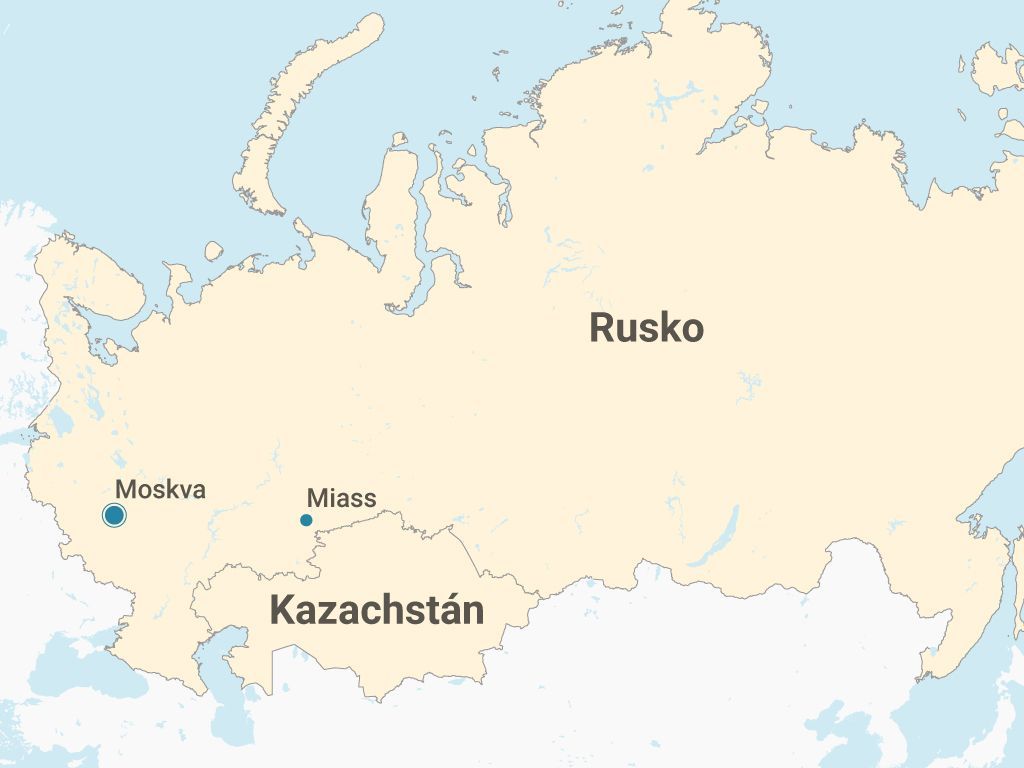 Město Miass na mapě Ruska