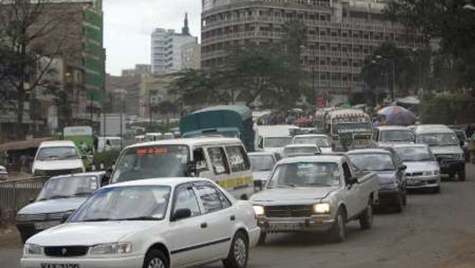 Dopravní kolaps v Nairobi.