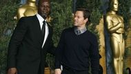 Djimon Hounsou a Mark Wahlberg na setkání umělců nominovaných na Oscara v Beverly Hills