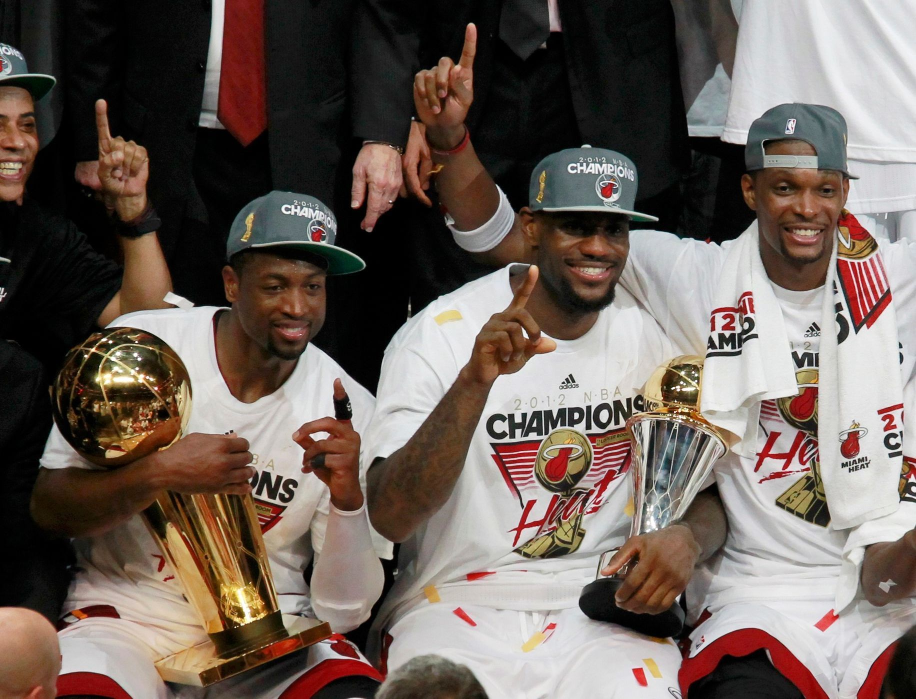 Miami Heat slaví vítězství v NBA (James, Bosh, Wade)